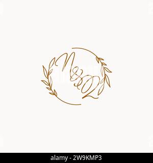NQ wedding initials logo design ideas Stock Vector