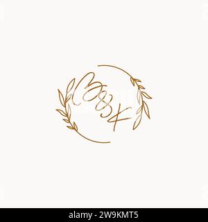 BK wedding initials logo design ideas Stock Vector