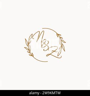 NZ wedding initials logo design ideas Stock Vector