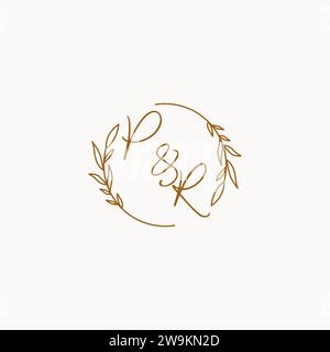 PR wedding initials logo design ideas Stock Vector