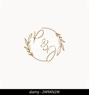 PJ wedding initials logo design ideas Stock Vector