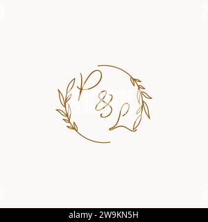 PL wedding initials logo design ideas Stock Vector
