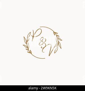 PV wedding initials logo design ideas Stock Vector