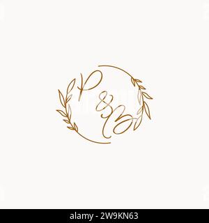 PB wedding initials logo design ideas Stock Vector