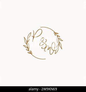 PW wedding initials logo design ideas Stock Vector