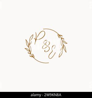 PE wedding initials logo design ideas Stock Vector