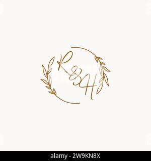 RH wedding initials logo design ideas Stock Vector