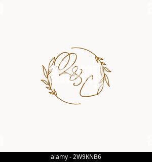 QC wedding initials logo design ideas Stock Vector