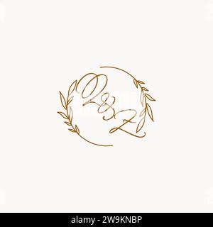 QZ wedding initials logo design ideas Stock Vector