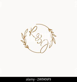 RJ wedding initials logo design ideas Stock Vector