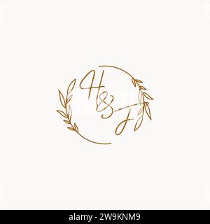 HF wedding initials logo design ideas Stock Vector