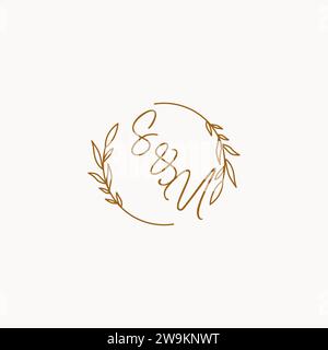 SU wedding initials logo design ideas Stock Vector