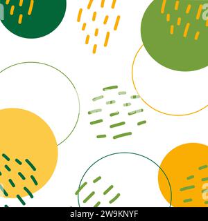 Abstract background texture of hand drawn geometric circle forms in trendy of St. Patrick Day shades. Isolate. EPS. Vector design concept for backdrop or web, wrapping, label and other different uses Stock Vector