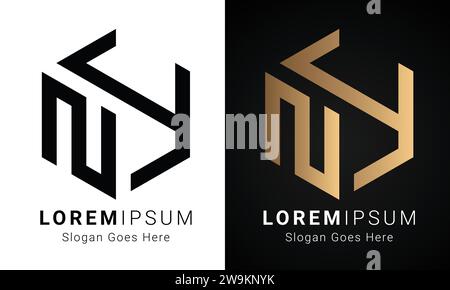 Luxury Initial NY or YN Monogram Text Letter Logo Design Stock Vector