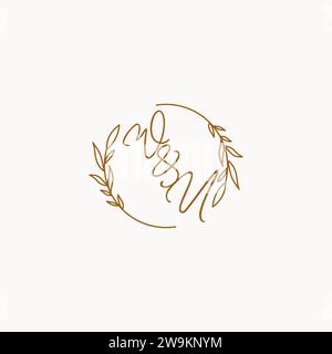 WU wedding initials logo design ideas Stock Vector