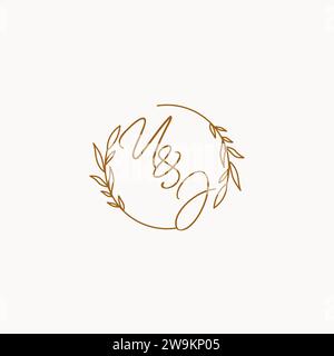 UJ wedding initials logo design ideas Stock Vector