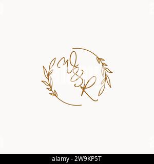WR wedding initials logo design ideas Stock Vector