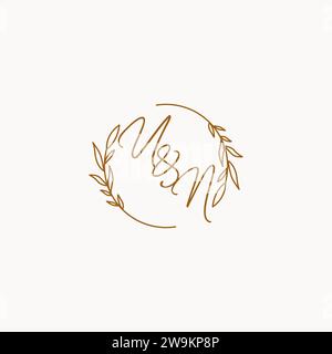 UN wedding initials logo design ideas Stock Vector