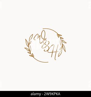 WH wedding initials logo design ideas Stock Vector
