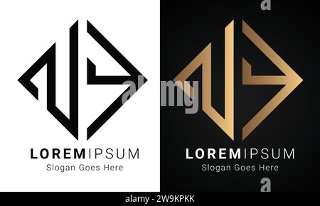 Luxury Initial NY or YN Monogram Text Letter Logo Design Stock Vector