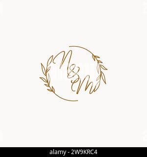 NM wedding initials logo design ideas Stock Vector
