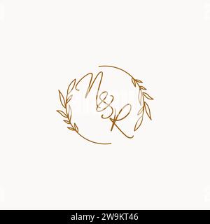 NR wedding initials logo design ideas Stock Vector