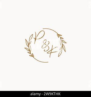 PK wedding initials logo design ideas Stock Vector