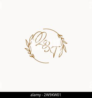 QT wedding initials logo design ideas Stock Vector