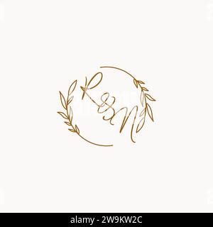 RN wedding initials logo design ideas Stock Vector