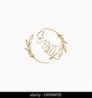 SQ wedding initials logo design ideas Stock Vector