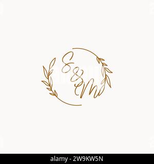 SM wedding initials logo design ideas Stock Vector