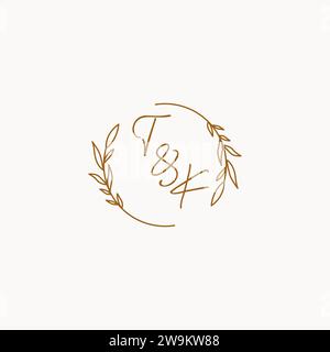 TK wedding initials logo design ideas Stock Vector