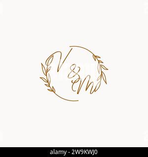 VM wedding initials logo design ideas Stock Vector