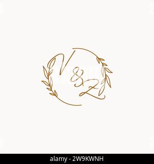 VZ wedding initials logo design ideas Stock Vector