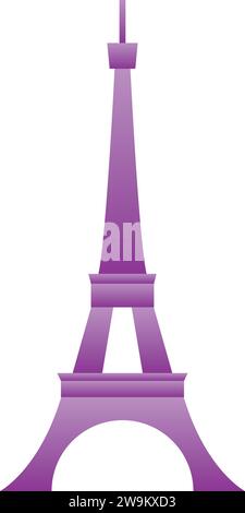 Simple 3D purple flat drawing of the EIFFEL TOWER, PARIS Stock Vector