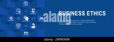 Business Ethics Web Header Banner - Values and Integrity Icons Stock Vector