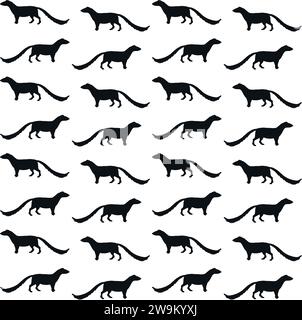 Vector seamless pattern of hand drawn mongoose silhouette isolated on white background Stock Vector