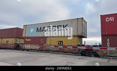 EMPORIA, KANSAS, USA - DECEMBER 28, 2023 A Burlington Northern Santa Fe ...