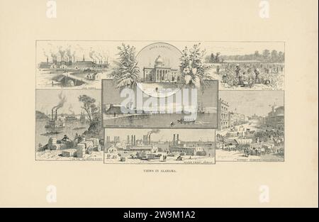 c1895 Antique Woodcut Print - Scenes in Alabama Stock Photo