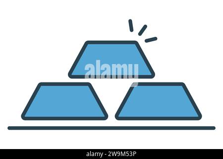 gold bar icon. icon related to wealth and precious metals. flat line icon style. element illustration Stock Vector