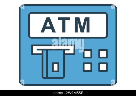 atm machine icon. icon related to automated cash withdrawals, financial. flat line icon style. element illustration Stock Vector