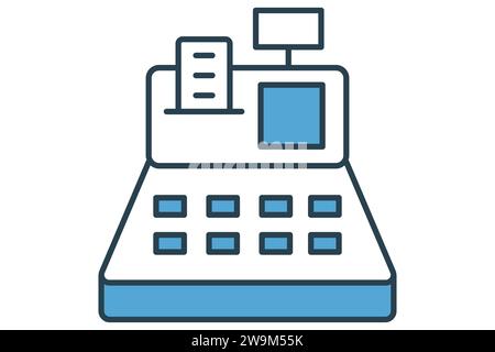 cash register icon. icon related to retail and financial transactions. solid icon style. element illustration Stock Vector