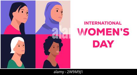 International Women's Day banner illustration in flat design Stock Vector