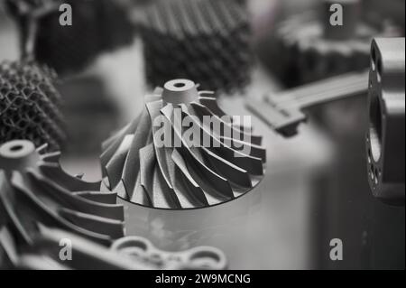 New metal detail of automobile rotor with blades in shop Stock Photo