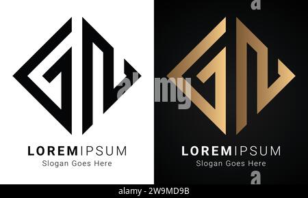Luxury Initial GN or NG Monogram Text Letter Logo Design Stock Vector