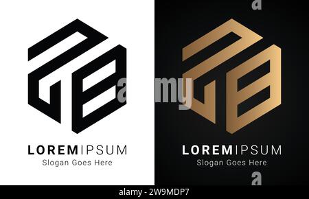 Luxury Initial ZB or BZ Monogram Text Letter Logo Design Stock Vector
