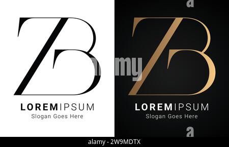Luxury Initial ZB or BZ Monogram Text Letter Logo Design Stock Vector