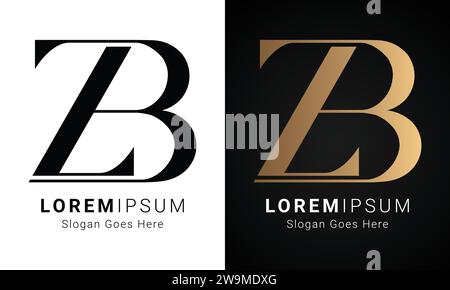 Luxury Initial ZB or BZ Monogram Text Letter Logo Design Stock Vector