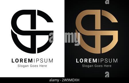 Luxury Initial GP or PG Monogram Text Letter Logo Design Stock Vector