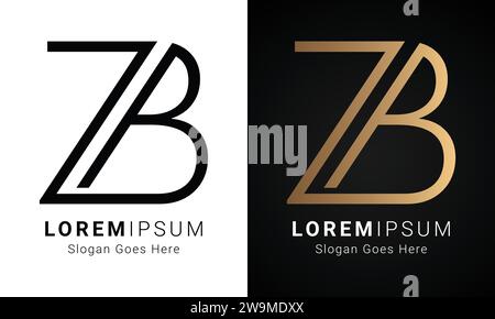 Luxury Initial ZB or BZ Monogram Text Letter Logo Design Stock Vector